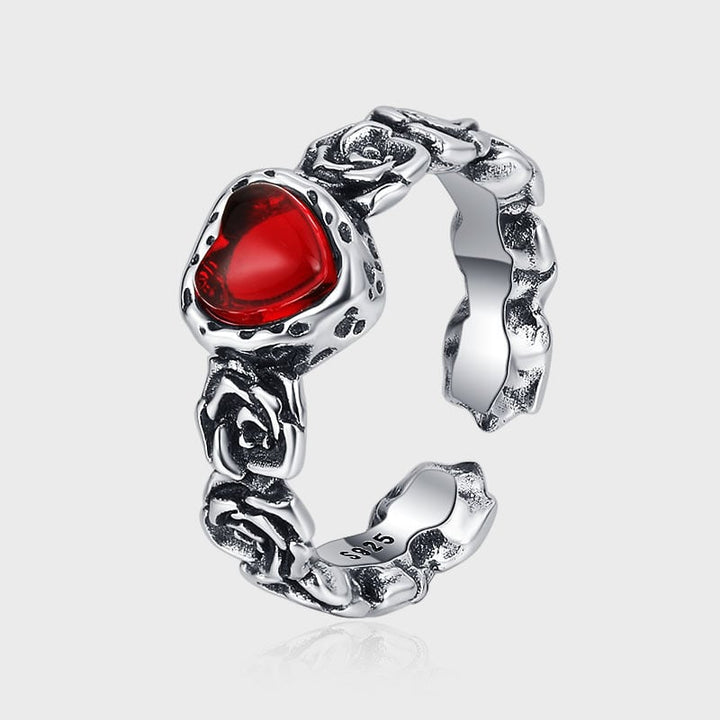 Josephine | Vintage Silver Rose Heart Ring