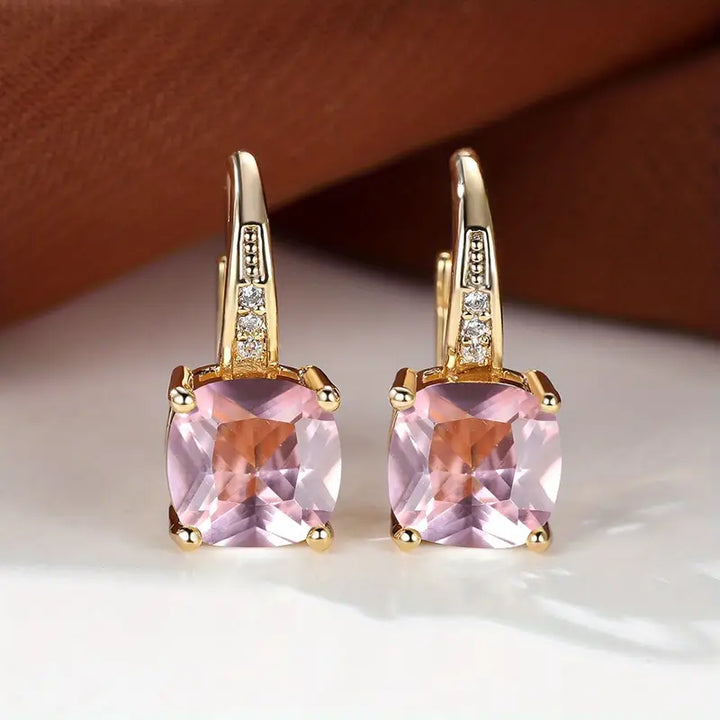 Mystic Sapphire Stone Hoop Earrings | Gold