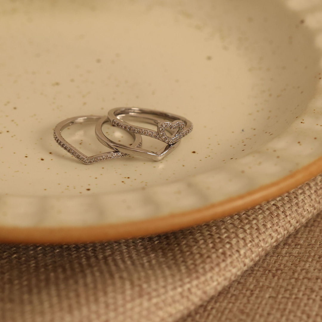 Eliza | Shining Love Wish Bone Stacking Rings