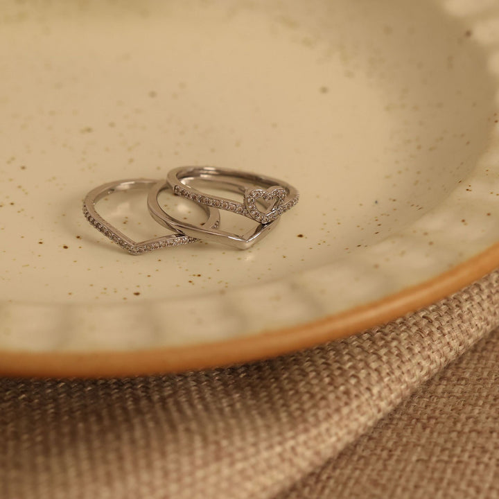 Eliza | Shining Love Wish Bone Stacking Rings