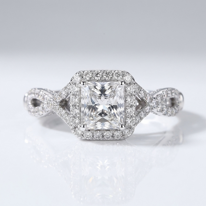 SILVER CUSHION DIAMOND TRILOGY RING
