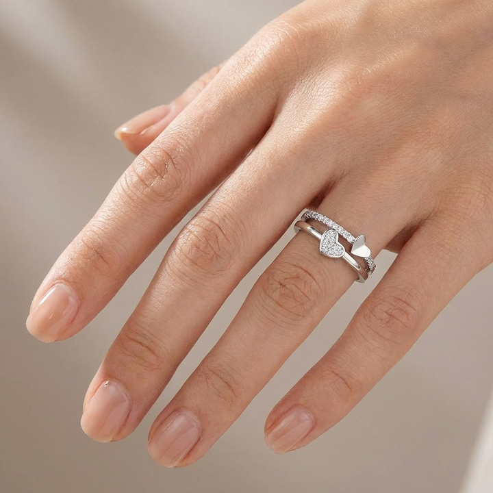 ROSE GOLD HEART ZIRCONIA - (ADJUSTABLE)