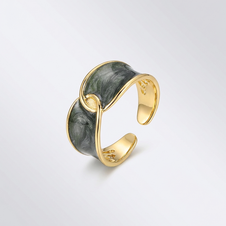 JADE DOUBLE STONE RING - (ADJUSTABLE)