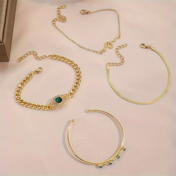 Serpina Veyra Bracelet emerald | Gold