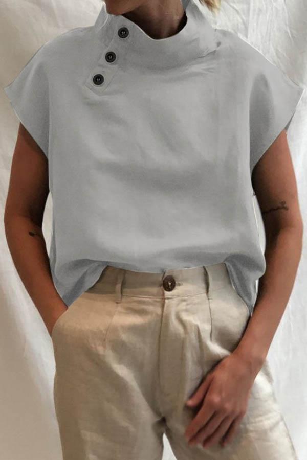 Lowella - Modern Button-Detail Blouse