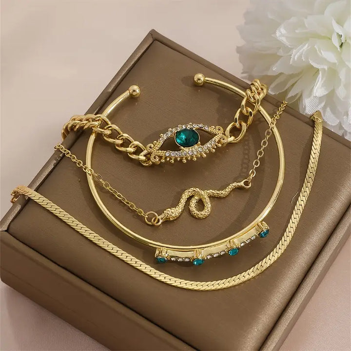 Serpina Veyra Bracelet emerald | Gold