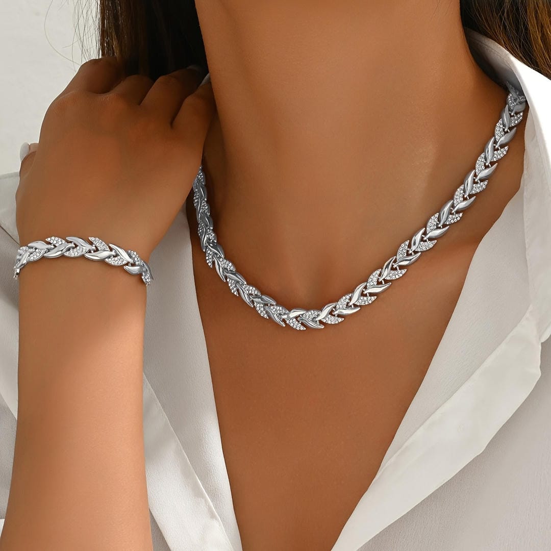 Elegant Glass Rhinestone Fish Tail Set