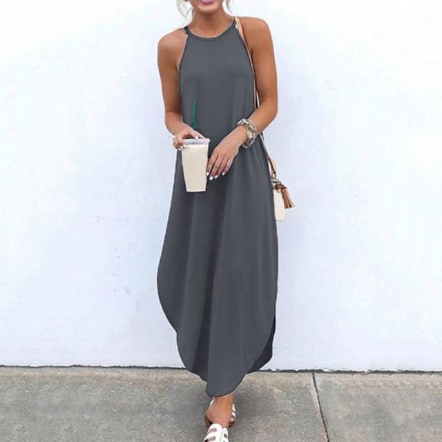 Aurella - Effortless Halter Maxi Dress