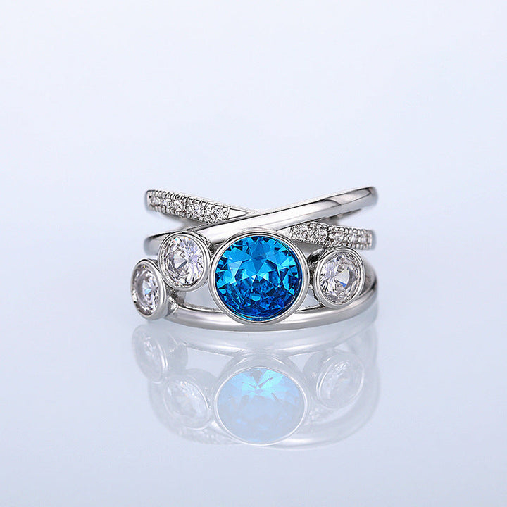 Elara | Silver Blue Stone Statement Ring