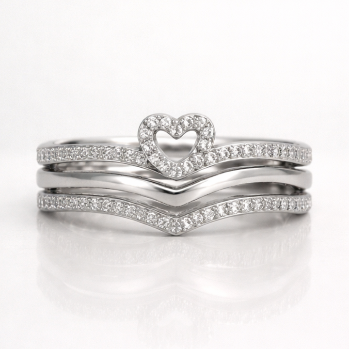 Eliza | Shining Love Wish Bone Stacking Rings