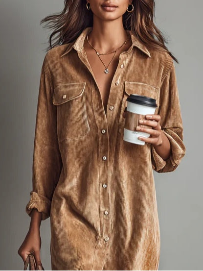 Thally - Loose-fitting corduroy midi dress