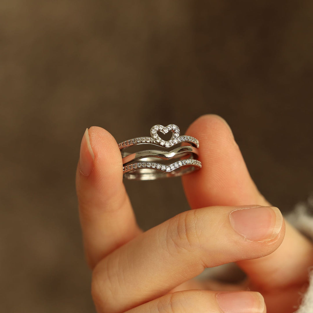Eliza | Shining Love Wish Bone Stacking Rings