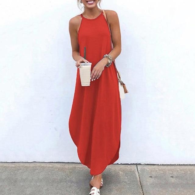 Aurella - Effortless Halter Maxi Dress