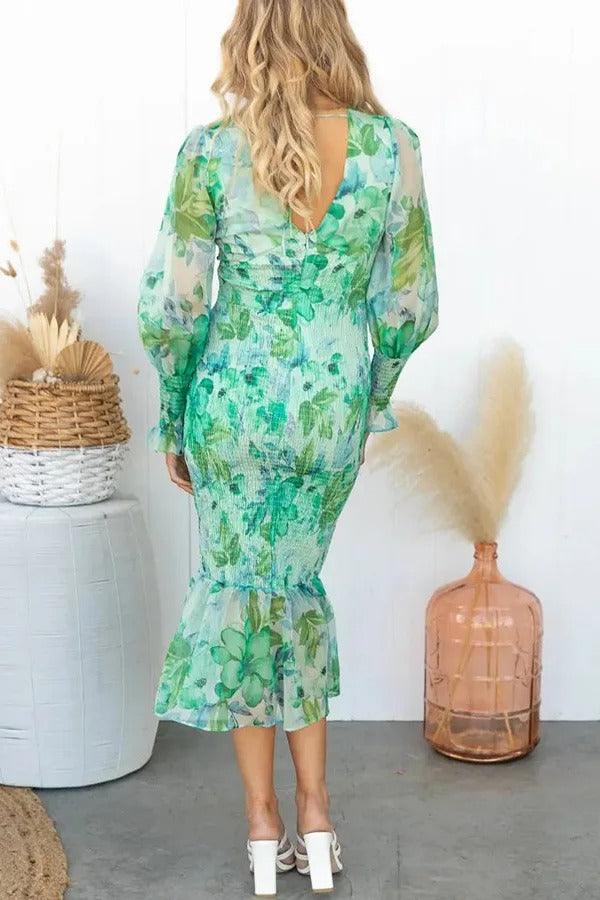 Taisie - Floral Ruffle Midi Dress