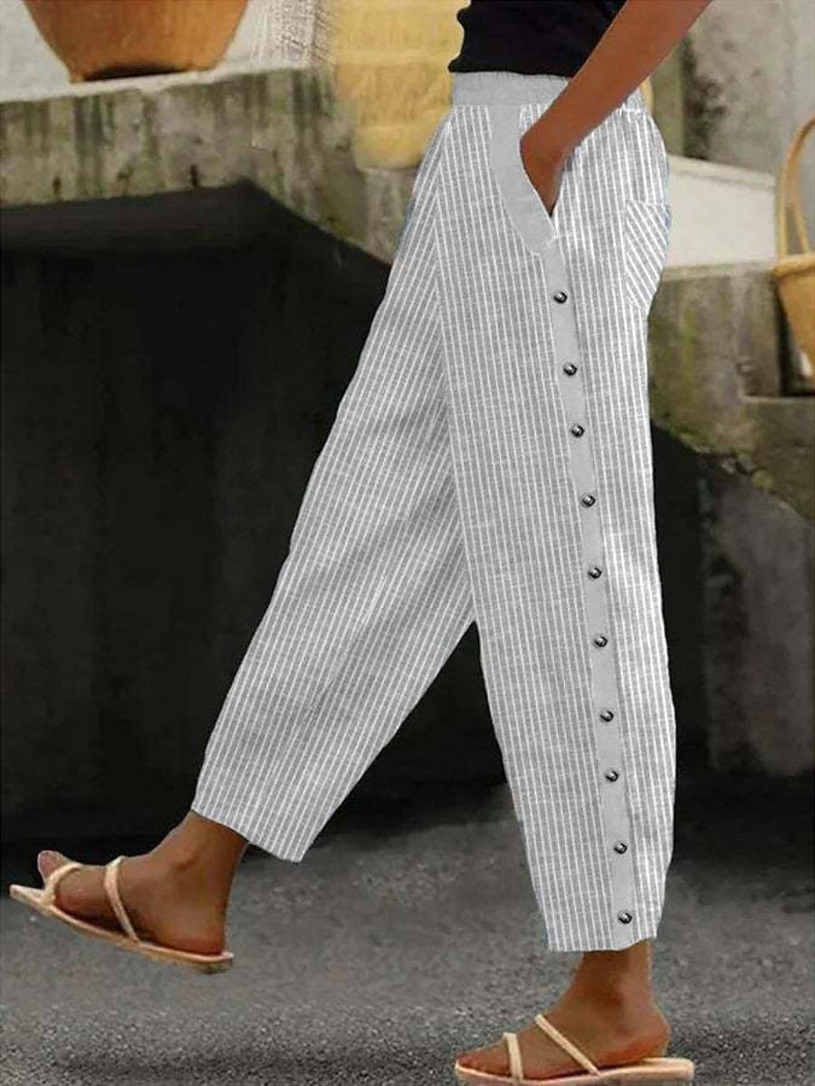 Linaya - Striped Button Pants