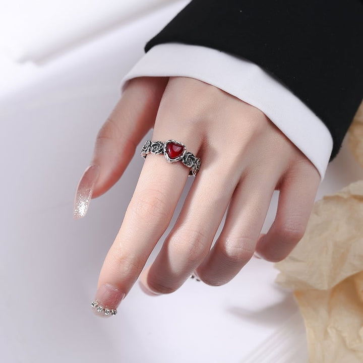 Josephine | Vintage Silver Rose Heart Ring