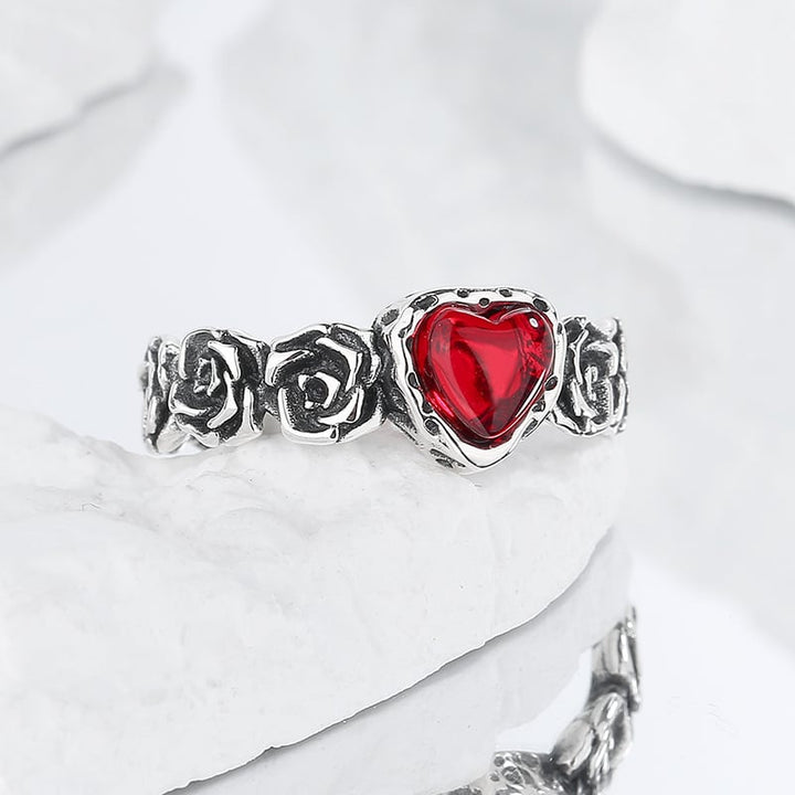 Josephine | Vintage Silver Rose Heart Ring