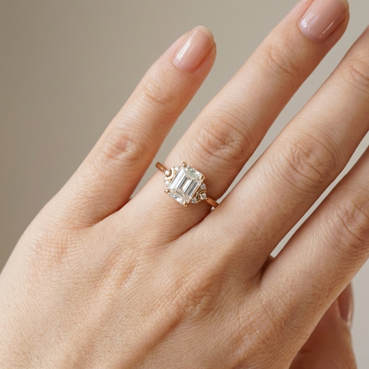 SILVER BAGUETTE DIAMOND RING